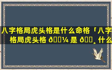 八字格局虎头格是什么命格「八字格局虎头格 🌼 是 🕸 什么命格呢」